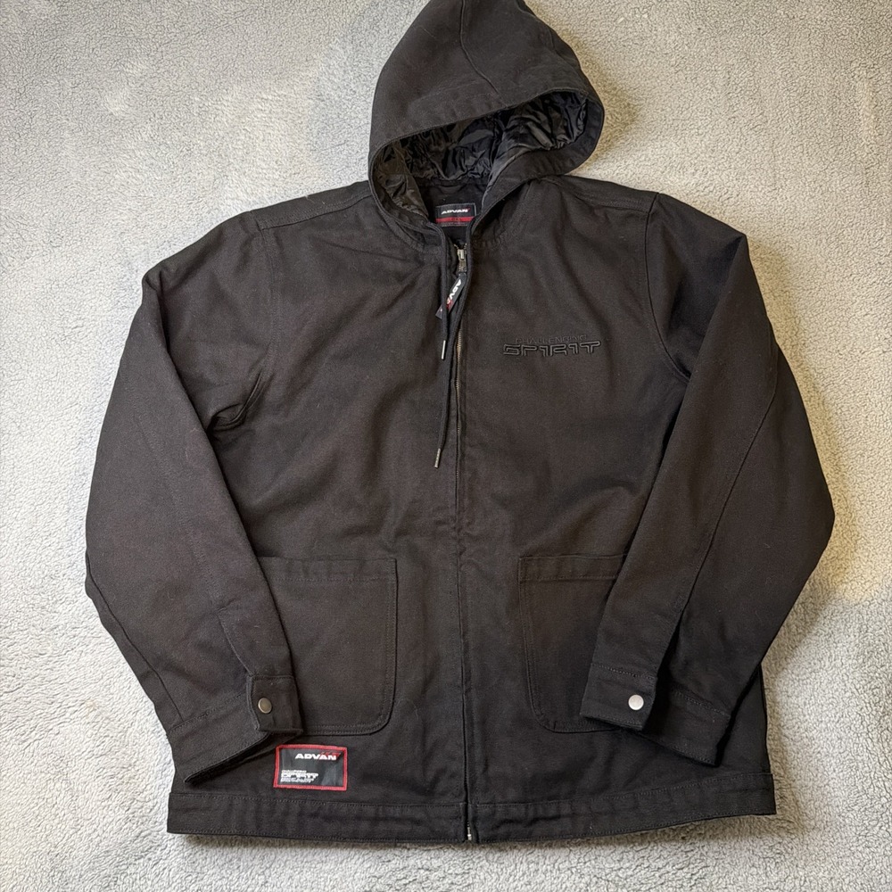 Yokohama ADVAN RACING Hooded Canvas Mechanics Crew Jacket Men's 2XL full zipper